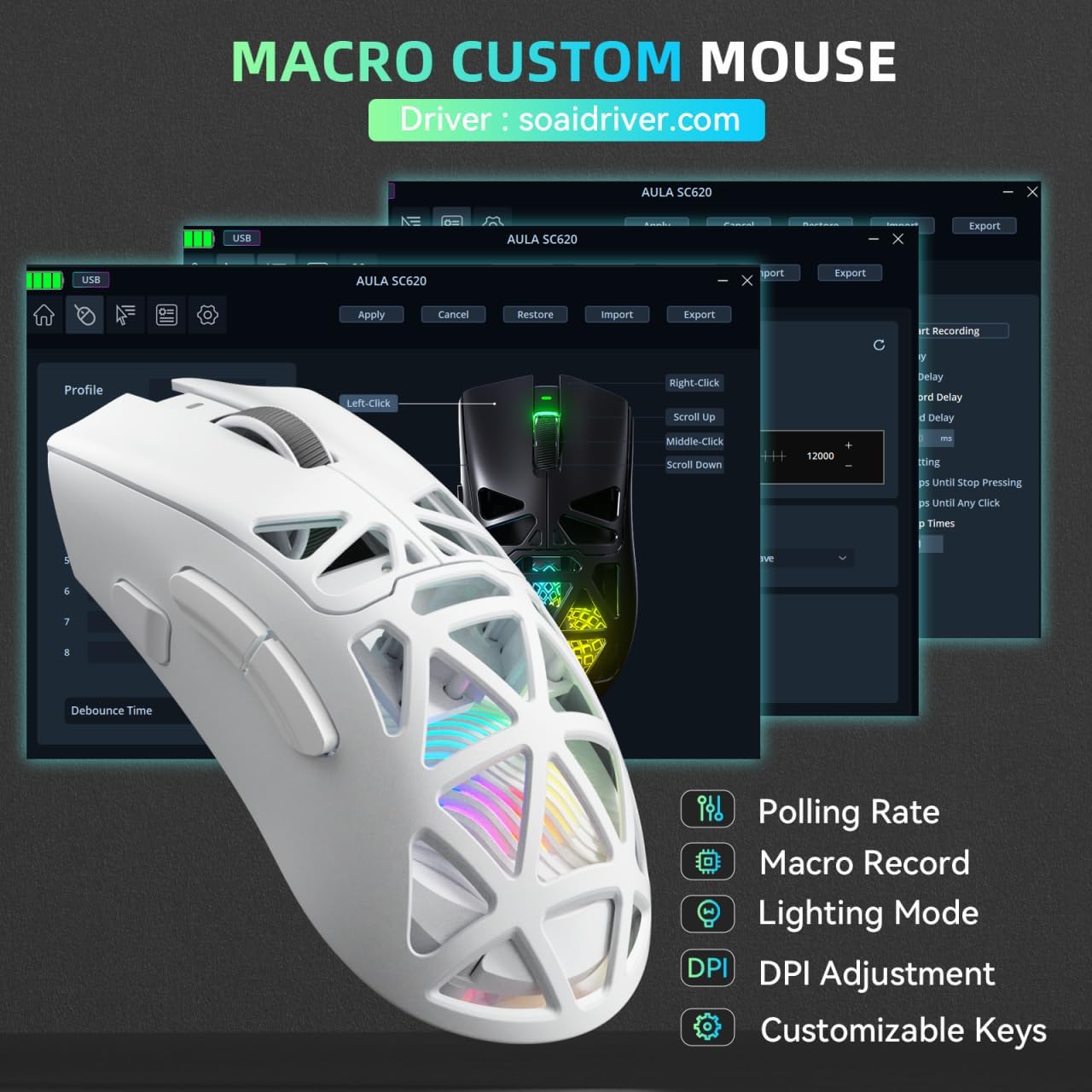 AULA SC620 새로운 게이밍 마우스 유선/블루투스 - Esports Gaming Mouse Weight Adjustable 리뷰 및 가격